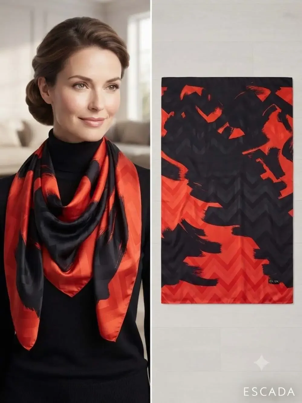 VINTAGE ESCADA MARGARETHA LEY 80s DESIGNER ITALIAN SILK SCARF LARGE LUXURY 36X58